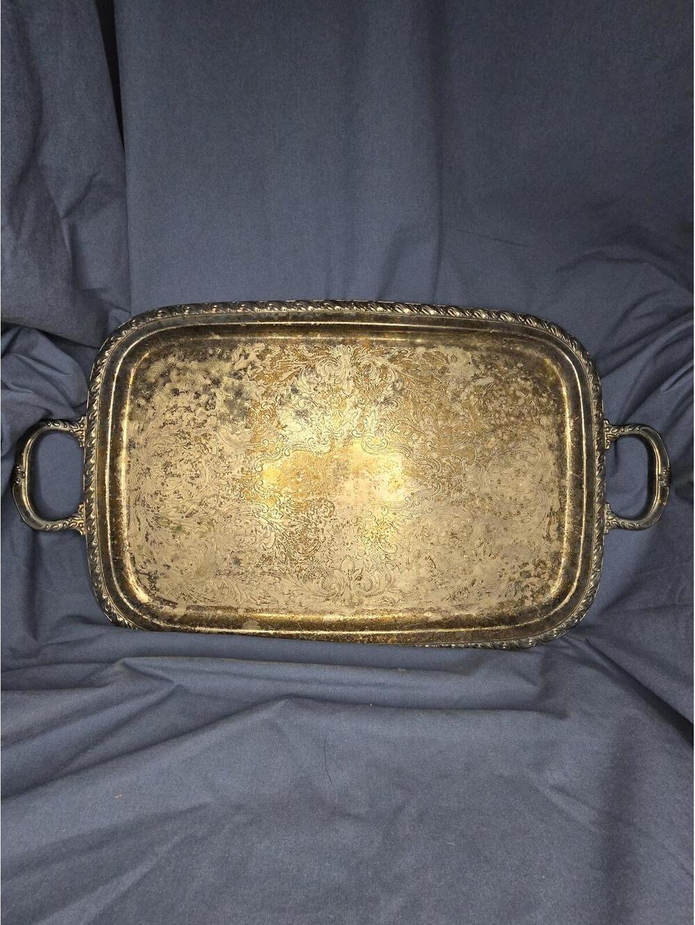 Oneida Silversmiths Georgian Scroll Silver Plated Serving Tray 18" x 12.5"